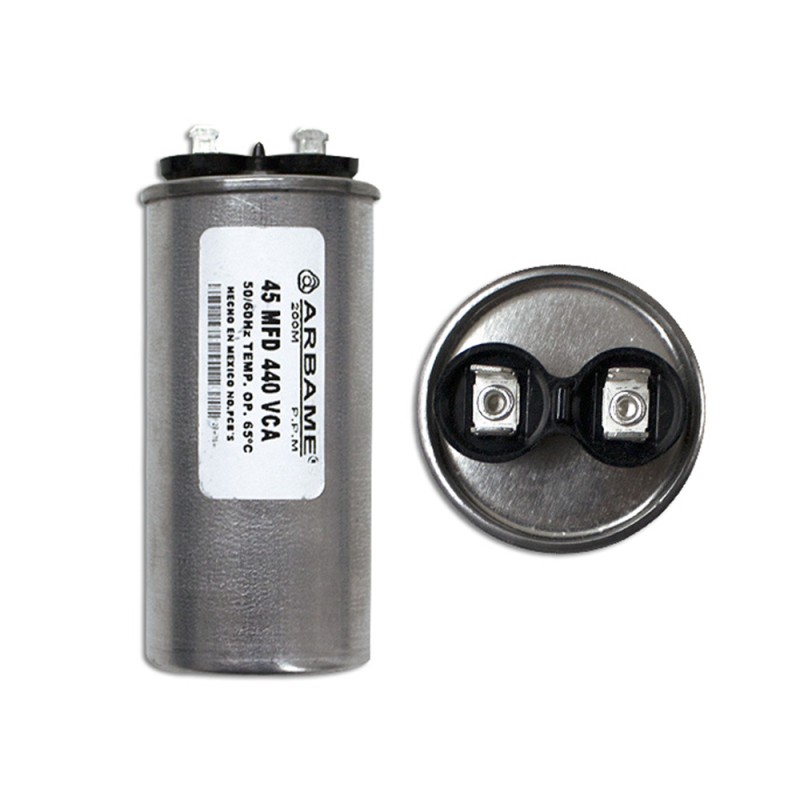 CAPACITOR TRABAJO 45 MF REDONDO ALUMINIO  440 VCA