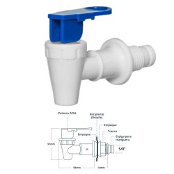 LLAVE DESPACHADOR AGUA BLANCA  PALANCA AZUL ESPIGA 5/8 AFR6